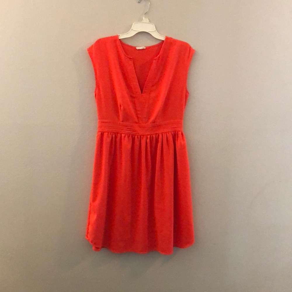 Bright solid orange sleeveless summer dress L